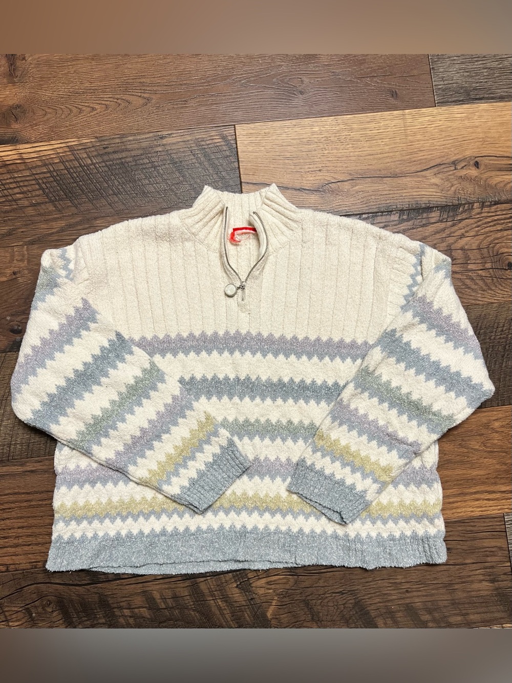 ✨ Vintage Liz & Co. Pastel Boxy Quarter-Zip Knit Sweater ✨